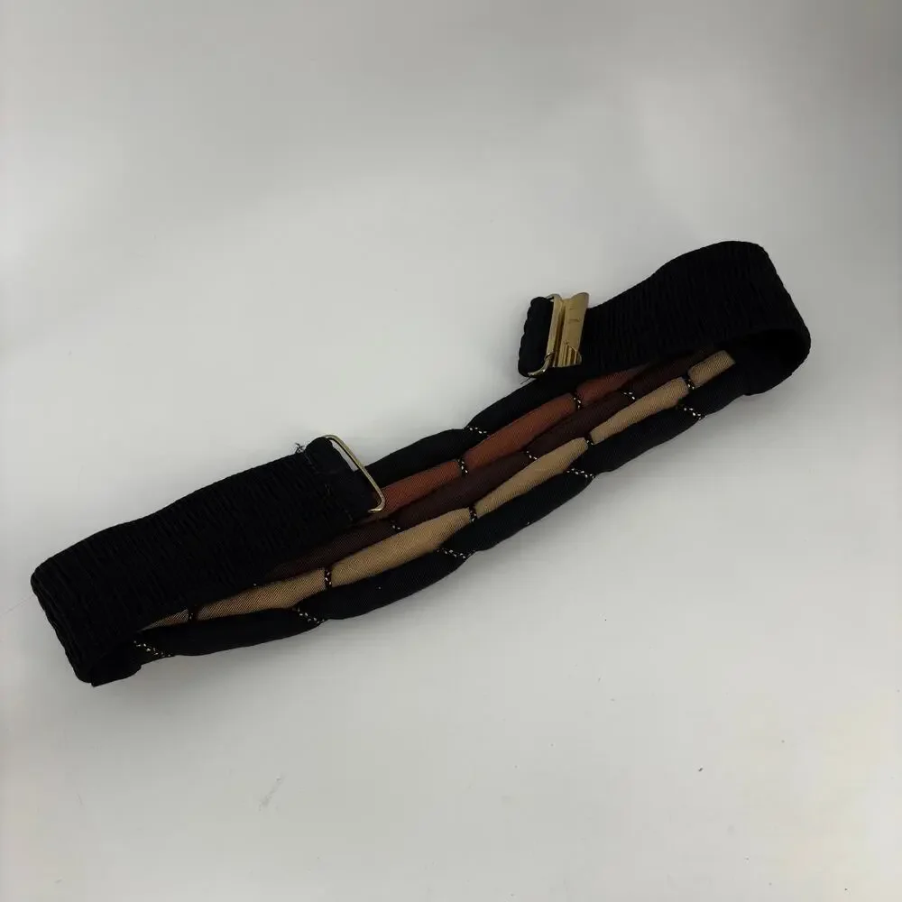 Vtg Cummerbund Belt Women's Puffy Fabric Belt Brown Tan OS